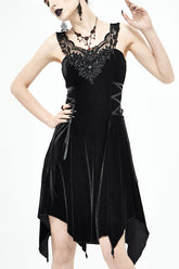 Black Sharp Angled Irregular Hem Gothic Dress